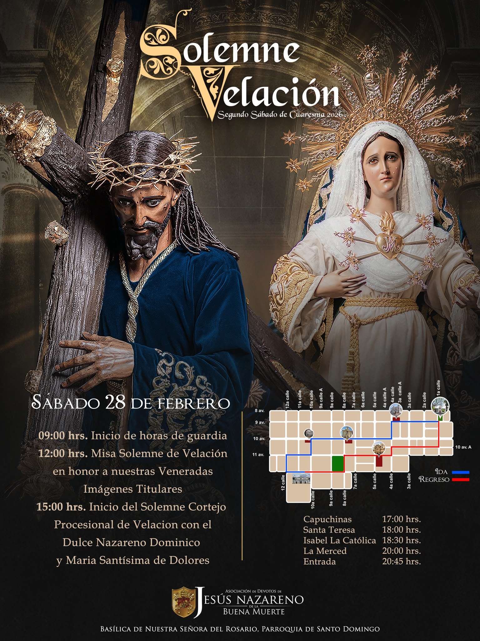 Velacion-Jesus-de-la-Buena-Muerte-2026 Recorrido Velación Nazareno Dominico
