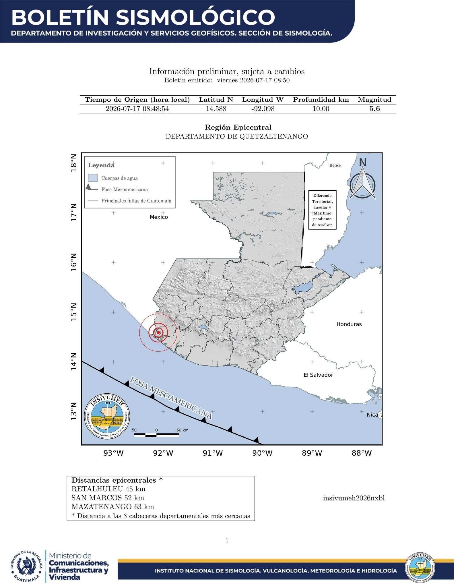 sismo Sismo se registra en territorio guatemalteco